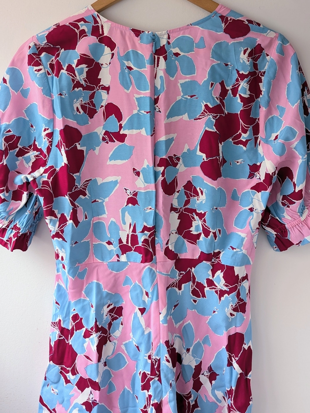 Diane Von Furstenberg Floral Twist-Front Pink + Blue Midi Dress - Picture 9 of 13